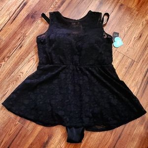 1 Peice Black Lace Peplum Bathing Suit